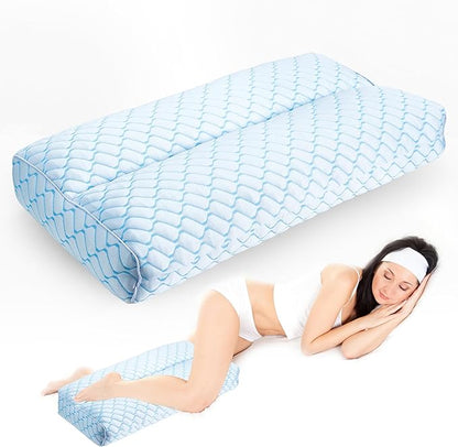 Bafode 3.5"Knee Pillow for Side Sleepers,Cooling Leg Pillow for Side Sleeping,Knee Pillow with 930G 7D Alternative for Relieving Leg, Back, and Knee Pain,High Supportive Leg Pillow for Pregnancy,Blue
