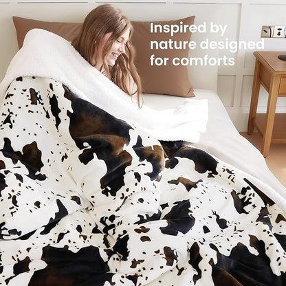 Heated Blanket Full Blanket - Fast Heating Electric Blanket, Soft Flannel Heated Full with 4 Time Settings,10 Heating Settings, Warm Gifts for Women & Mom & Grandma(72"x84"Cow Print White)