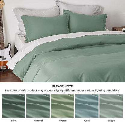 Bedsure Duvet Cover Full Size - Soft Double Brushed Bedding Set for Kids & Adults, Zipper Closure, 3 Pieces, Includes 1 Duvet Cover (80"x90") & 2 Pillow Shams, NO Comforter, Sage Green