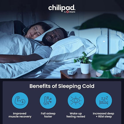 Chilipad Cube Bed Cooling System - Cooling & Heating Mattress Topper, Dual Zone Individual Bed Temperature, Cool Sleep Enhancement, Temp Range of 60-115°F, WE Queen Bedsize (60"W x 80"L), Model: CP514