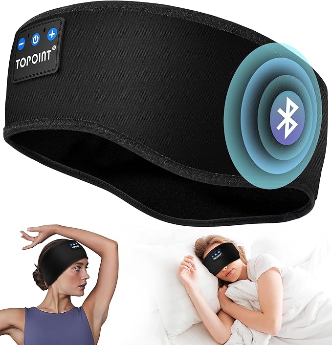 TOPOINT Sleep Headphones Bluetooth 5.4, Sports Wireless Earphones Sweat Breathable with HD Stereo Speaker for Women Men Sports Gifts Workout Jogging Yoga Insomnia Travel Meditation