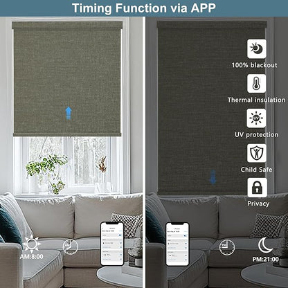 Bringnox No Drill Motorized Blinds with Remote,Blackout Windows,with Apple Homekit,Alexa,Google, with App,Voice Control Custom Size