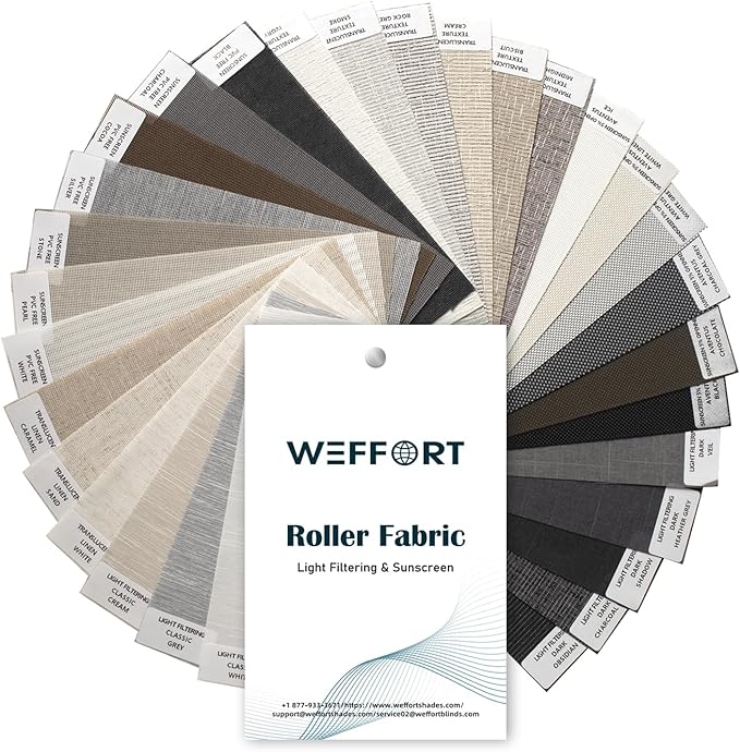 Motorized Roller Shade, Work with Homekit Thread-Enabled,Fabric Sample of 50%/70% Blackout Smart Blind,Multi-Color Samples