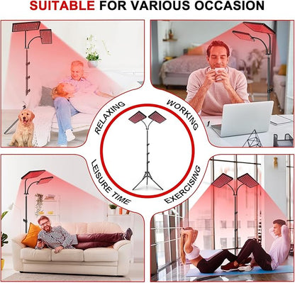 Red Light Therapy Lamp, Infrared Light Therapy Device with Stand, 660nm Red and 850nm Near Infrared Red Light Therapy for Body and Face Pain Relief Skin Care(Dual Lamps)
