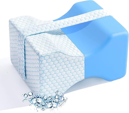 Knee Pillow for Side Sleepers-Memory Foam Leg Pillow for Between Legs-Sciatica,Hip&Back Pain Relief,Spinal Alignment Leg Cushion,Arctic White