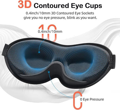 INNELO 3D Contoured Sleep Mask for Side Sleepers, 100% Light Blocking Sleeping Mask for Men & Women, Soft, No Pressure on Eyes, Airplane Blindfold for Travel, Night Eye Cover for Nap, Yoga, Grey