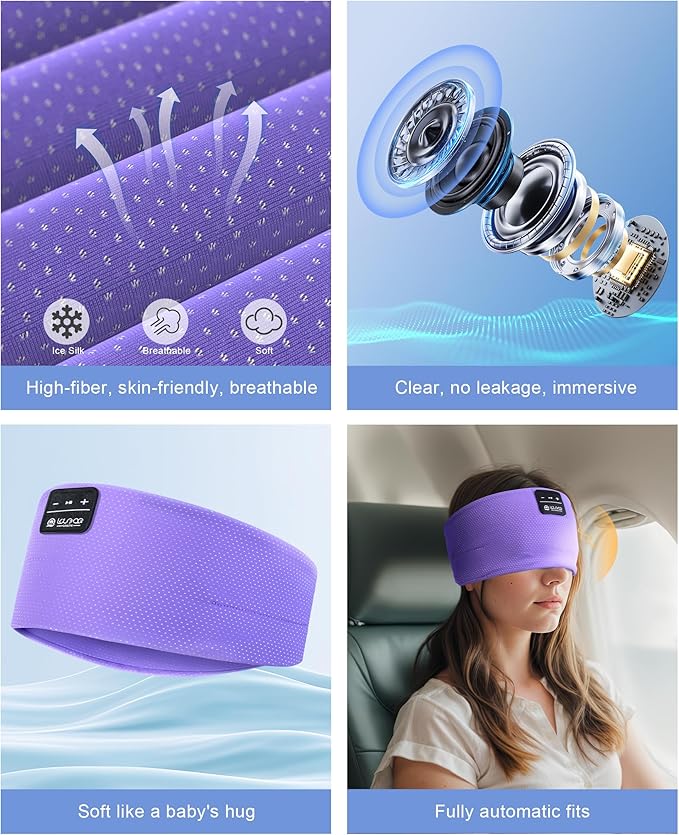 LOVE EYE Sleep Headphones Wireless Headband Headphones Bluetooth 5.4 for Side Sleeper Bluetooth Headband Earphones for Sports for tech Gadgets Gifts