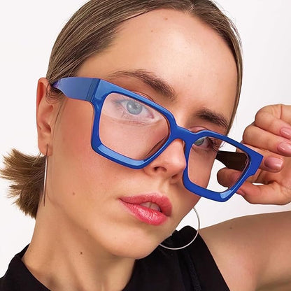 livho Oversized Eyewear Frame for Woman and Men - Rectangle Fashion Glasses for Computer, Chic Preppy Frame
