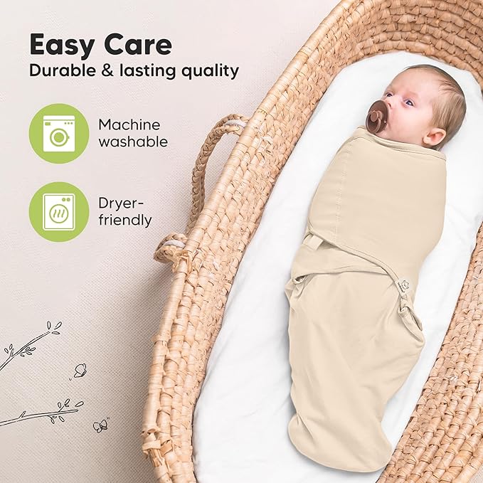 3-Pack Organic Baby Swaddle Sleep Sacks - Swaddles for Newborns, Infant 0-3 Months, Baby Girls, Boys, Soft & Snug Newborn Sleep Sack, Nursery Swaddling Blankets (Pure, OS)