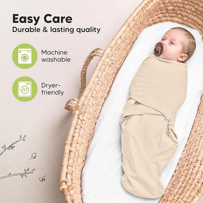 3-Pack Organic Baby Swaddle Sleep Sacks - Swaddles for Newborns, Infant 0-3 Months, Baby Girls, Boys, Soft & Snug Newborn Sleep Sack, Nursery Swaddling Blankets (Pure, OS)