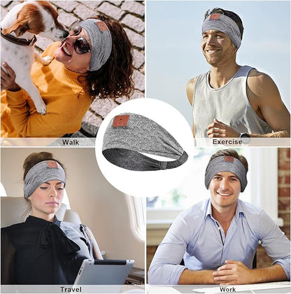 2-Pack Sleeping Headphones Bluetooth Headband, Wireless Headband Headphones with Ultra-Thin Speakers, Comfortable for Side Sleepers, Running, Adults, Unisex, Blue+Grey, One Size