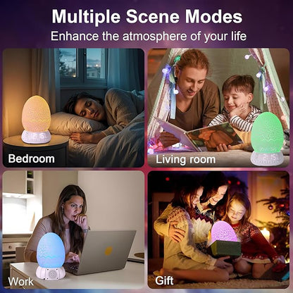 Novelty Alarm Clock with Sunrise Simulation Dragon Egg lamp, 20 Soothing Sounds & Bluetooth Speaker, Portable Touch Control Egg Night Light, Timer Sleep Aid, Unique Gift/Decor