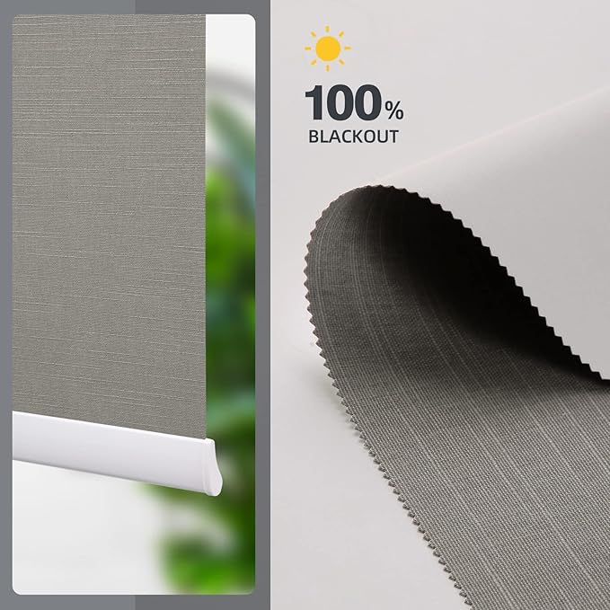 ZSTARR Motorized Blackout Window Blinds Remote Control Automated Window Blinds Rechargeable Roller Shades Blinds with Valance,Customized Size (Grey)