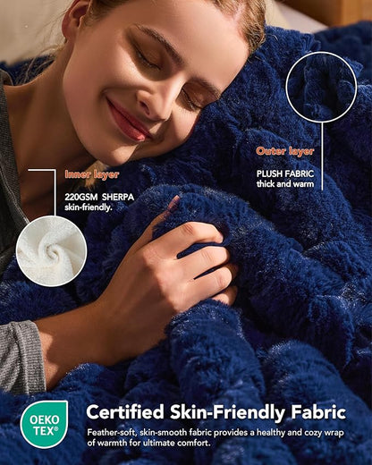 Homemate Electric Heated Throw Blanket - 50"x60" Luxury Faux Fur Heating Bed Blankets with 10 Heating Levels 8 Hours Auto Off Fast Heating Over-Heated Protection Ultra Soft Warm Flannel ETL Certified