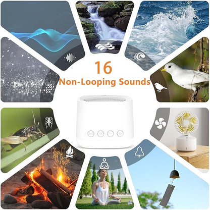 Portable Mini White Noise Sound Machine for Travel – Amber Breathing Night Light, 16 Soothing Sounds, 30-Hour Rechargeable Battery, Timer & Memory for Baby, Adult Sleep, Office Privacy