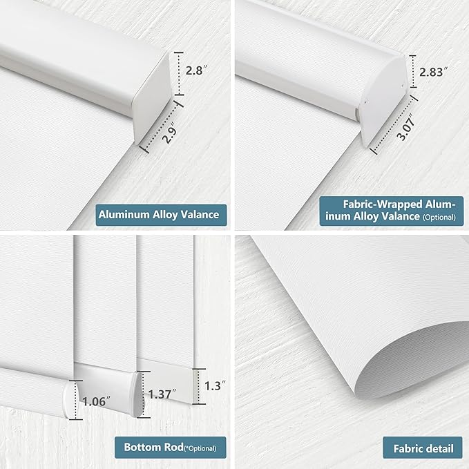 Bringnox Motorized Blinds with Remote,100% Blackout Smart Roller Blinds Compatible with Apple Homekit Google Home and Alexa Via HUB,and Customized (Treebark Extra white-29)