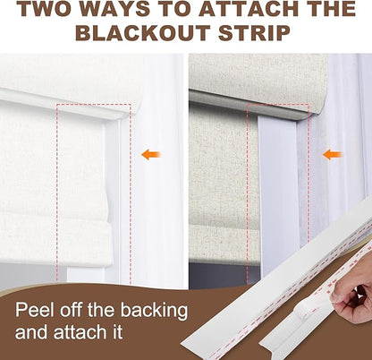 BERISSA No Drill No Tools Blackout Roller Shades for Indoor Windows Cordless, Linen Fabric,Roller Blinds with Light Blocking Strips,Window Shades for Home,Bedroom,Custom Color.Custom Size