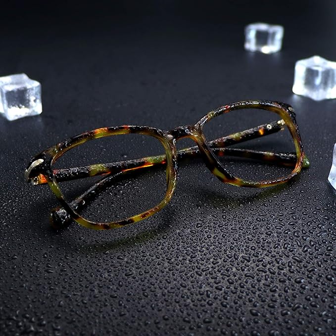VisionGlobal Blue Light Blocking Glasses for Women, Anti Eyestrain, Computer Reading, TV Glasses, Stylish Square Frame, Anti Glare(Brown Tortoise,No Magnification)