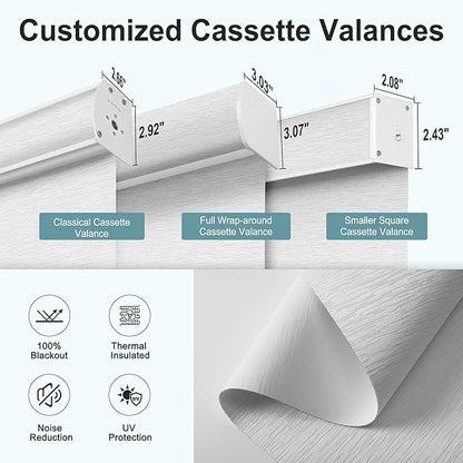 BERISSA Motorized Blinds with Remote,Blackout Smart Roller Shades with App,Voice Control,Jacquard Fabric,Thermal Insulated Automatic Blinds,Electric Shades with USB/Solar Pannel.Maze White