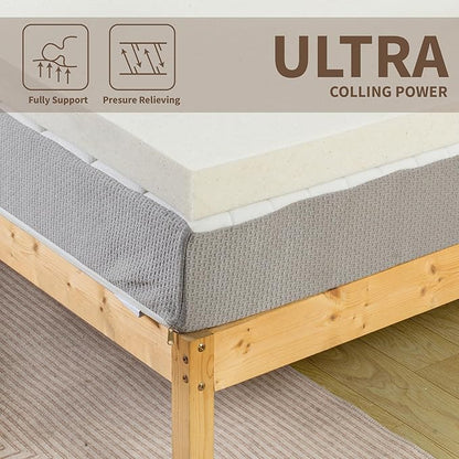 Greaton, 1-Inch Copper-Infused Memory Foam Mattress Toppers, Cooling and Pressure Relieving with Airflow Design, King, Beige