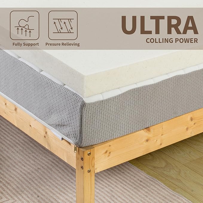 Greaton, 3-Inch Copper-Infused Memory Foam Mattress Toppers, Cooling and Pressure Relieving with Airflow Design, King, Beige