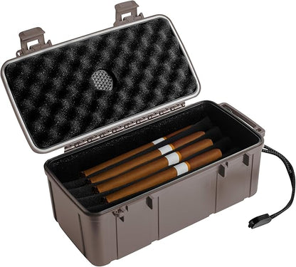 Pardo Cigar Travel Humidor Cigar Box - Durable Waterproof Travel Cigar Case with Built-in Humidifier - Airtight Humidor Box Holds 15 Cigars - Premium Cigars Accessories for Men On The Go