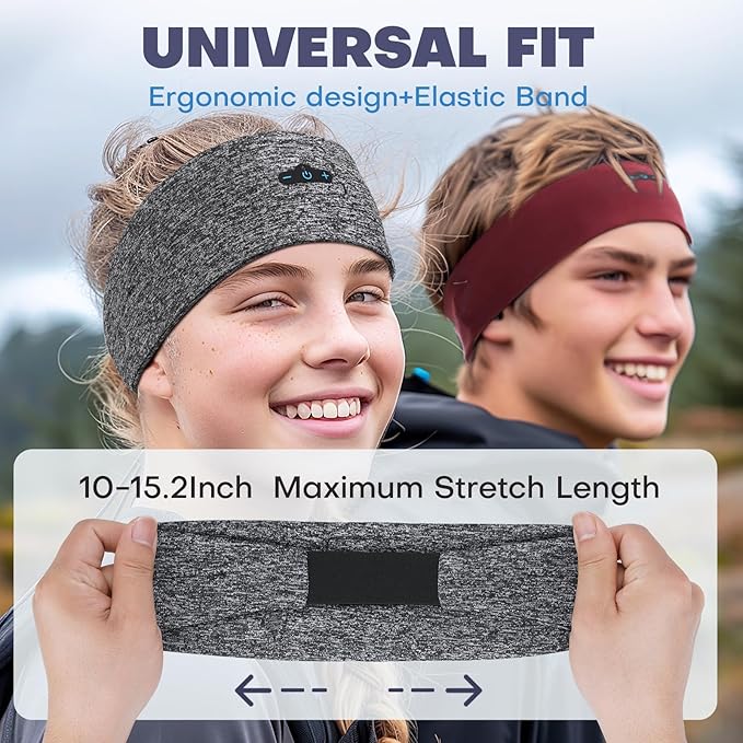 Sleep Headphones Bluetooth Headband for Side Sleeper, 17 Hours Playtime, Wireless Headband Headphones with HD Stereo Speakers for Workout,Running,Yoga, Ideal Gifts for Men, Women, Teens, Navy Blue