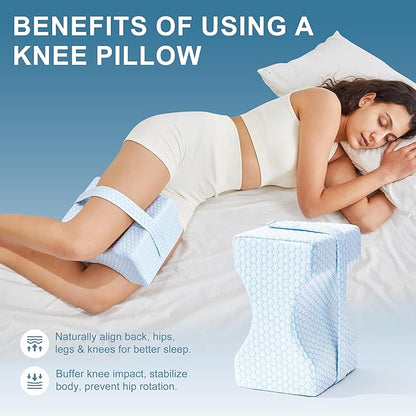 Knee Pillow for Side Sleepers-Memory Foam Leg Pillow for Between Legs-Sciatica,Hip&Back Pain Relief,Spinal Alignment Leg Cushion,Arctic White