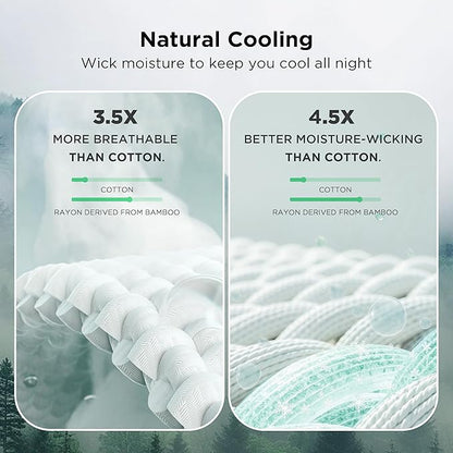 Bedsure Cooling Cotton Waffle Queen Size Blanket - Lightweight Breathable Blanket of Rayon Derived from Bamboo for Hot Sleepers, Luxury Throws for Bed, Couch and Sofa, White, 90x90 Inches