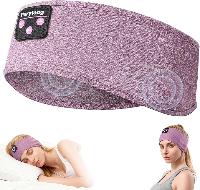 Perytong Sleeping Headphones, Bluetooth Headband, Soft Comfortable Headphones for Sleeping, Nap, Relaxation, Meditation, Yoga, Running, Jogging, Cool Tech Gifts for Women Men