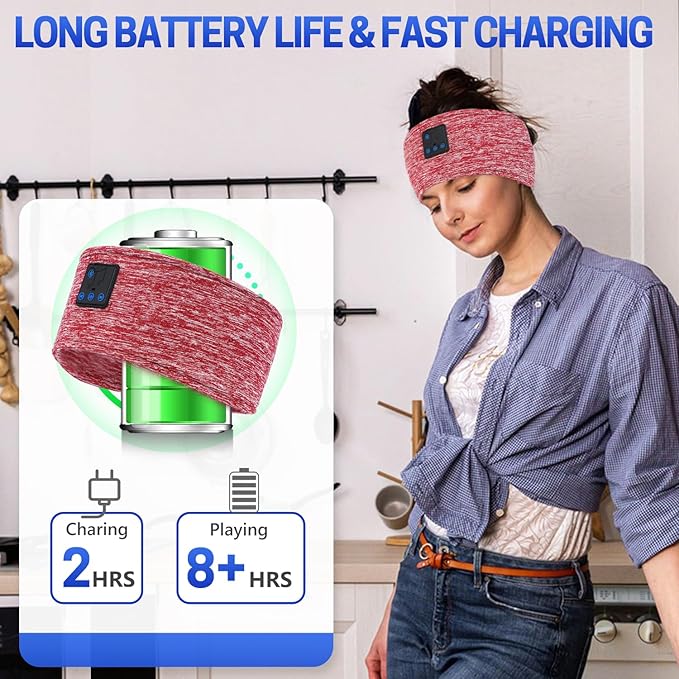 Aurya Sleep Headphones Sports Wireless Bluetooth Headband for Side Sleeper, Bluetooth 5.4, with Ultra-Thin HD Stereo Speaker, Sleeping Headphone for Women Men Running Yoga Workout