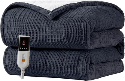 Heated Blanket Electric Blanket Throw 50''X60''-Heating Blanket with 9 Heat Settings-2-10 Hours Auto Off,ETL Certified,Machine Washable (Black)