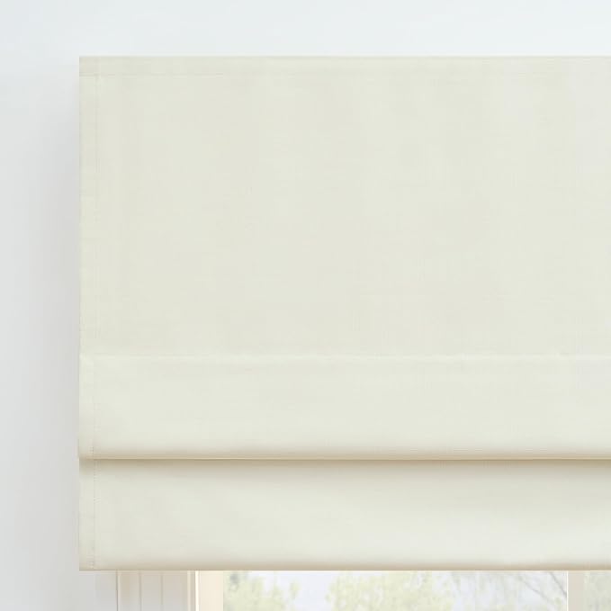 ECLIPSE Kylie Total Privacy Blackout Cordless Lined Window Roman Shade for Living Room, 36 in x 64 in, Ivory