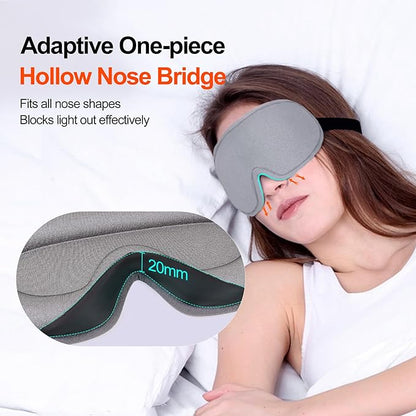Eye Mask for Sleeping, 3D Contoured Cup Sleep Mask for Men Women, Soft Breathable Blackout Blindfold, Travel Eye Cover, Night Sleeping Mask with Adjustable Buckle for Side Sleeper (Grey, 1 Pack)