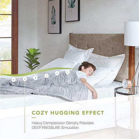 Degrees of Comfort Weighted Blanket 10 Lbs with Cover 1 x Cozyheat Minky Plush Removable Cover Included | Micro Glass Beads Technology | 41x60 10 lbs Grey