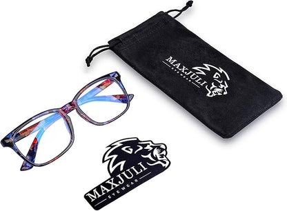 MAXJULI Blue Light Blocking Glasses,Computer Reading/Gaming/TV/Phones Glasses for Women Men(Flower Black)