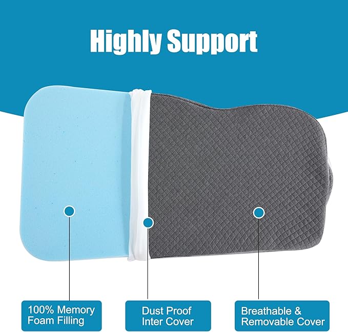 HOMBYS Memory Foam Knee Pillow for Side Sleepers, Leg Pillow for Knee, Separates The Knees for Body Alignment-Between Leg Pillow for Lower Back Pain Relief and Pregnancy Support -(18"x30"x4", Grey)