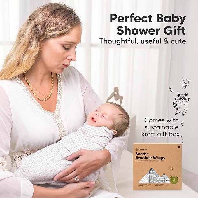 3-Pack Organic Baby Swaddle Sleep Sacks - Swaddles for Newborns, Infant 3-6 Months, Baby Girls, Boys, Soft & Snug Newborn Sleep Sack, Nursery Swaddling Blankets (Nordic, L)