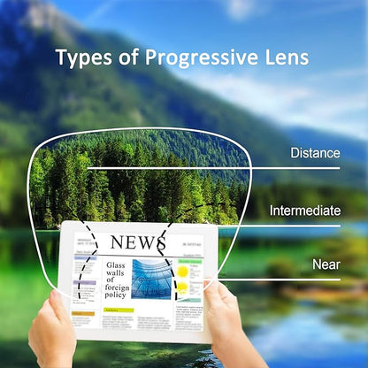 YEIN Progressive Multifocus Reading Glasses, Spring Hinge Blue Light Blocking Glasses for Women Men, No Line Multifocal Readers with Clear Lenses (+0.75/+3.25 magnification)