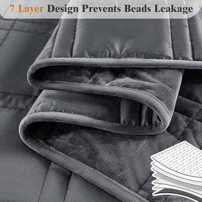 LBRO2M Weighted Blanket 20 lbs with One Cooling Side, Flannel Heavy Blanket with Glass Beads, Soft Thick Comfort Blankets for Adults,Bed Heavy Blanket 104 X 88 Inches, 20 lbs Dark Gray