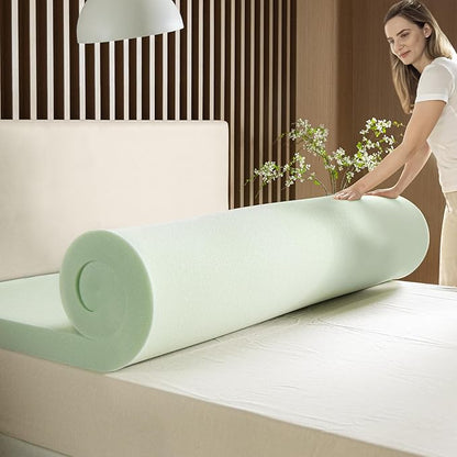 ZINUS 4 Inch Green Tea Memory Foam Mattress Topper, Pressure-Relieving Layer, Ideal for Back Pain Relief, Compact WONDERBOX Packaging, CertiPUR-US Certified, Full