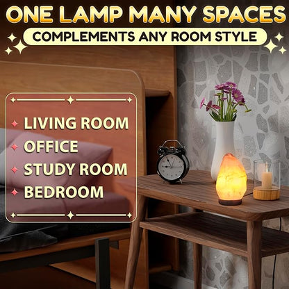 Himalayan Salt Rock Lamp with Dimmer – Hand-Carved Himalayan Salt Lamp 5.5–7 Inch (3-5.5 Lbs) with Wooden Base, Cord & Bulb – Adjustable Warm Amber Glow for Bedroom, Living Room, or Meditation Space