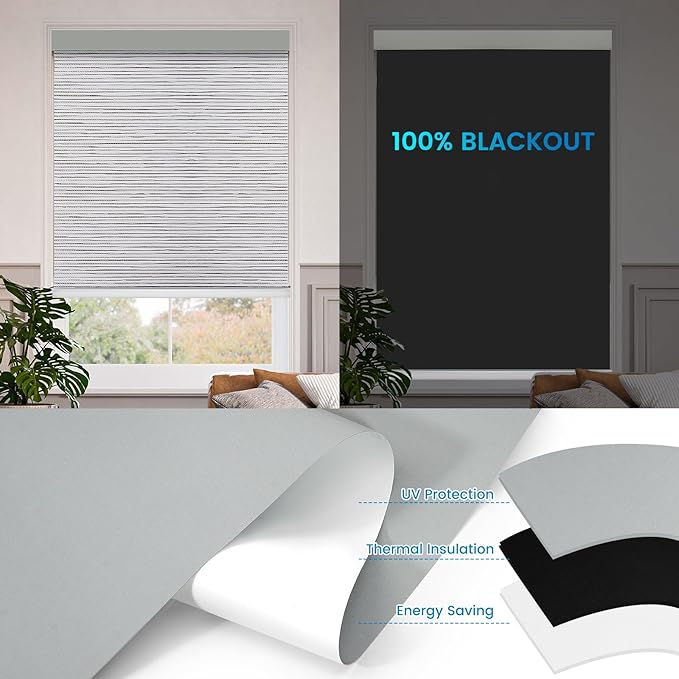 Motorized 100% Blackout Roller Shades – Custom Smart Blinds with Remote Control, Rechargeable Battery or Plug-in Motor, Tuya WiFi Optional, Home & Office Automatic Window Shades (Vibeke Greige/CH9427)
