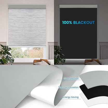 Motorized 100% Blackout Roller Shades – Custom Smart Blinds with Remote Control, Rechargeable Battery or Plug-in Motor, Tuya WiFi Optional, Home & Office Automatic Window Shades (Dove Gray/CH9426)