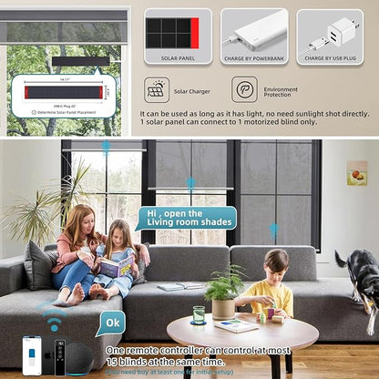 SmartWings Motorized Light Filtering Roller Shades 60% Blackout Custom Size, Rechargeable Battery, Works with Matter/Apple HomeKit, Alexa, Thread/Zigbee, Remote Optional, 60% Twilight Heather Grey