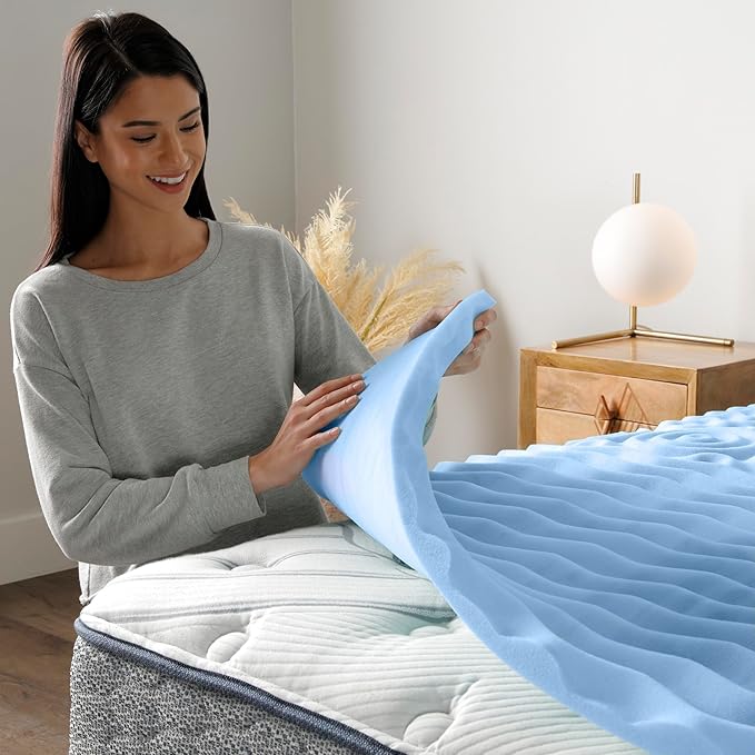 Serta Comfort Zone Cooling Memory Foam Mattress Topper, 1.5 Inch, Twin XL