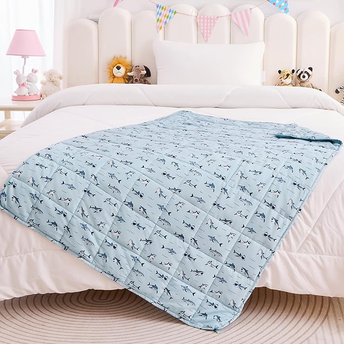 yescool Shark Weighted Blanket 7 Pounds Cooling Weighted Lap Blanket, Heavy Blankets for Sleeping, Weighted Throw Blanket Gift for 60-80lbs, 40"x60"