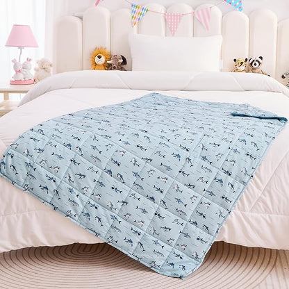 yescool Shark Weighted Blanket 7 Pounds Cooling Weighted Lap Blanket, Heavy Blankets for Sleeping, Weighted Throw Blanket Gift for 60-80lbs, 40"x60"