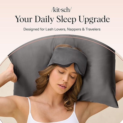 Kitsch Contour Pillow Eye Mask – Softer Than Silk Eye Masks for Sleep, Blindfold Sleep Masks for Women & Men, No Eye Pressure, Lightweight, Eye Care, Travel Essentials - Charcoal