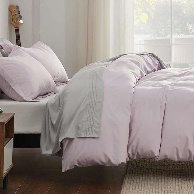 Bedsure Duvet Cover Queen Size - Soft Double Brushed Bedding Set for Kids & Adults, Zipper Closure, 3 Pieces, Includes 1 Duvet Cover (90"x90") & 2 Pillow Shams, NO Comforter, Pink Mocha